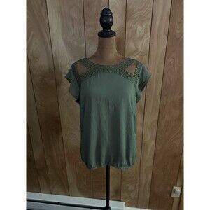 Renuar Women’s green cap sleeve blouse with lace yoke detailing Size 40 EUR